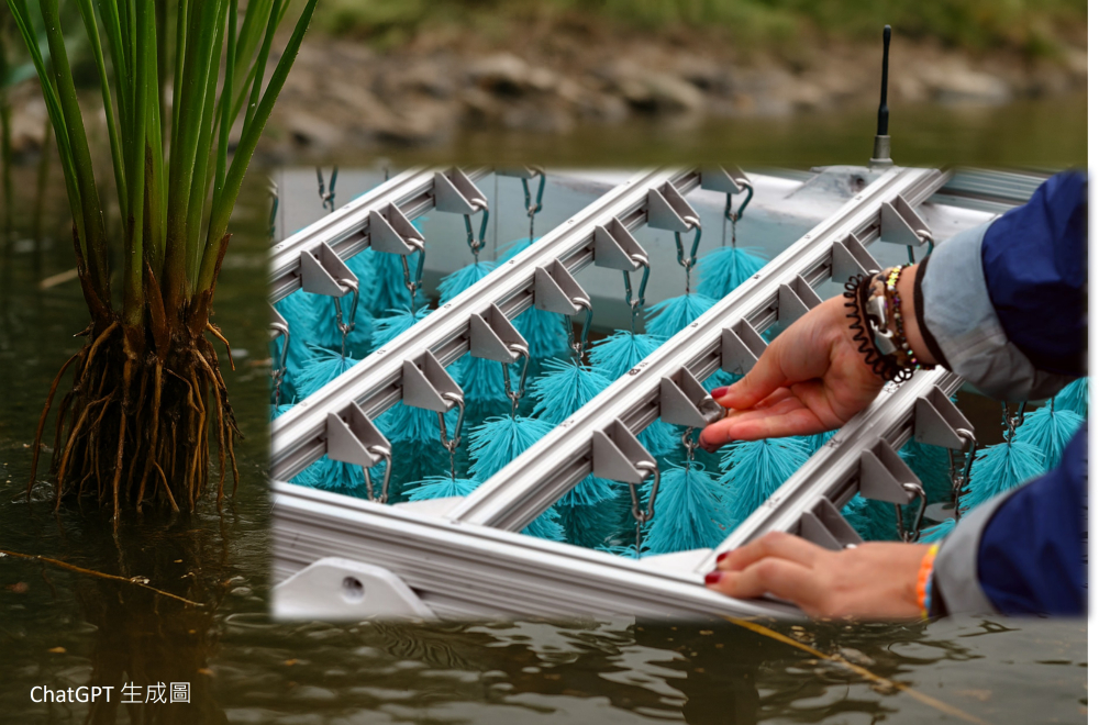 水生植物根系結構啟發創新水域淨化方案 (機器圖片來源為PolyGone Systems)